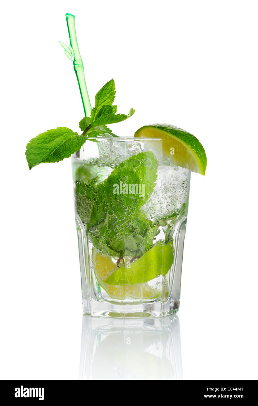 Alcohol mojito cocktail with fresh mint isolated Stock Photo