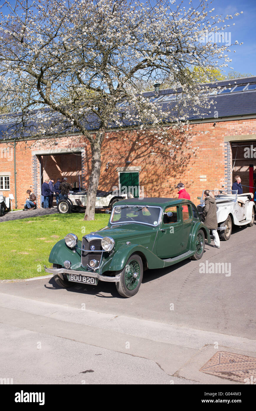 Vintage car meet at Bicester Heritage Centre. Oxfordshire, England Stock Photo