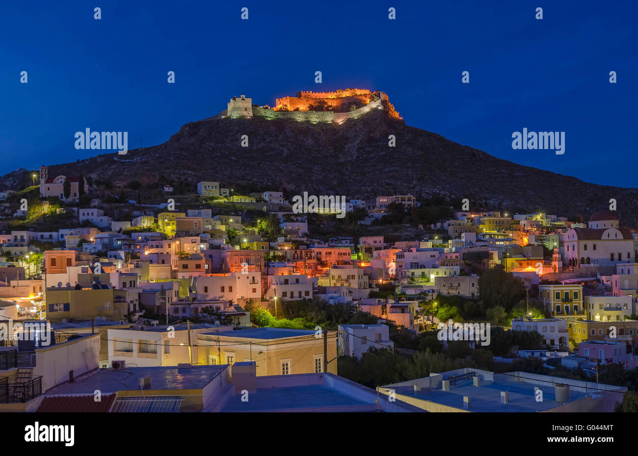 The castle of Leros island Greece Stock Photo