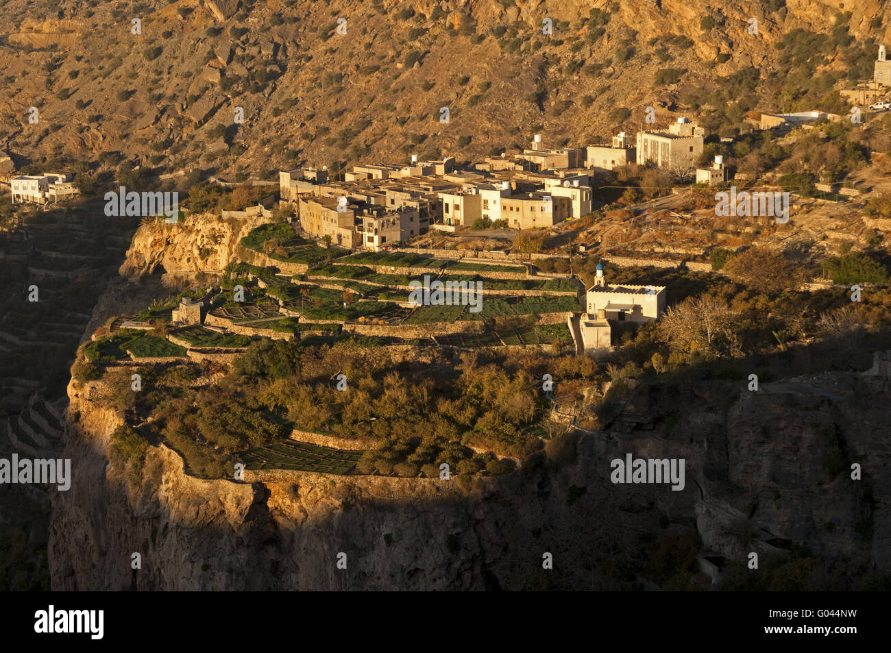 village of Ash Sharaijah and its terrace plots Stock Photo