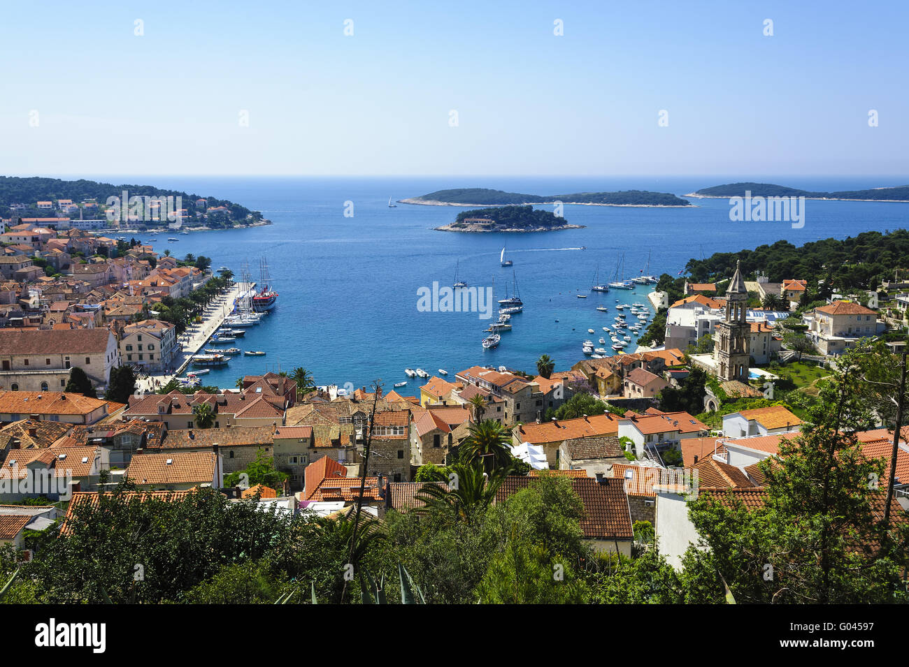 The port of Hvar on the Croatian island of Hvar Stock Photo