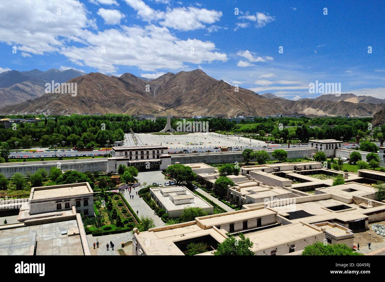 Lhasa and the Chinese People's Liberation Monument Stock Photo