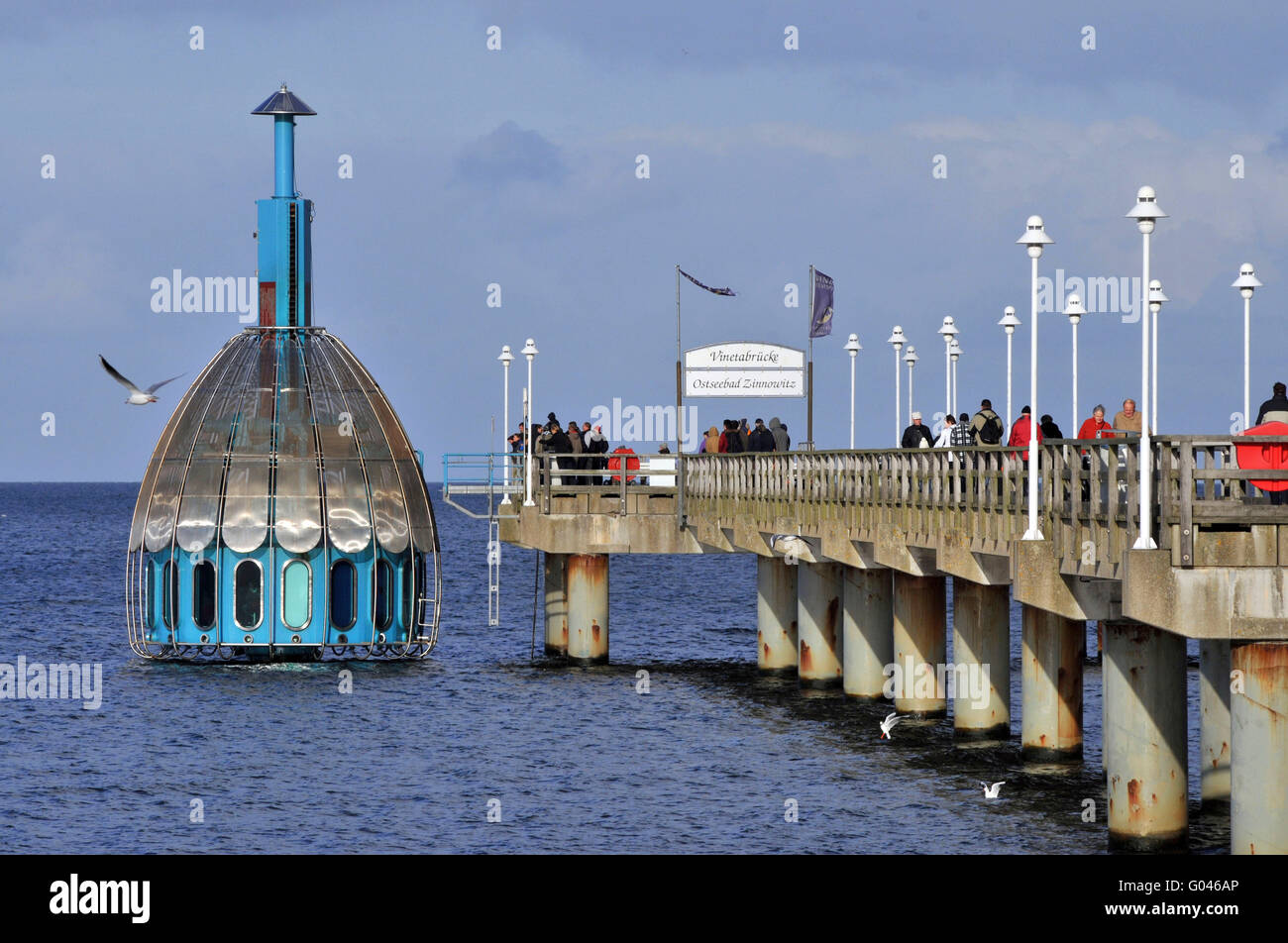 Diving bell, pier, Zinnowitz, Usedom, VorpommernGreifswald