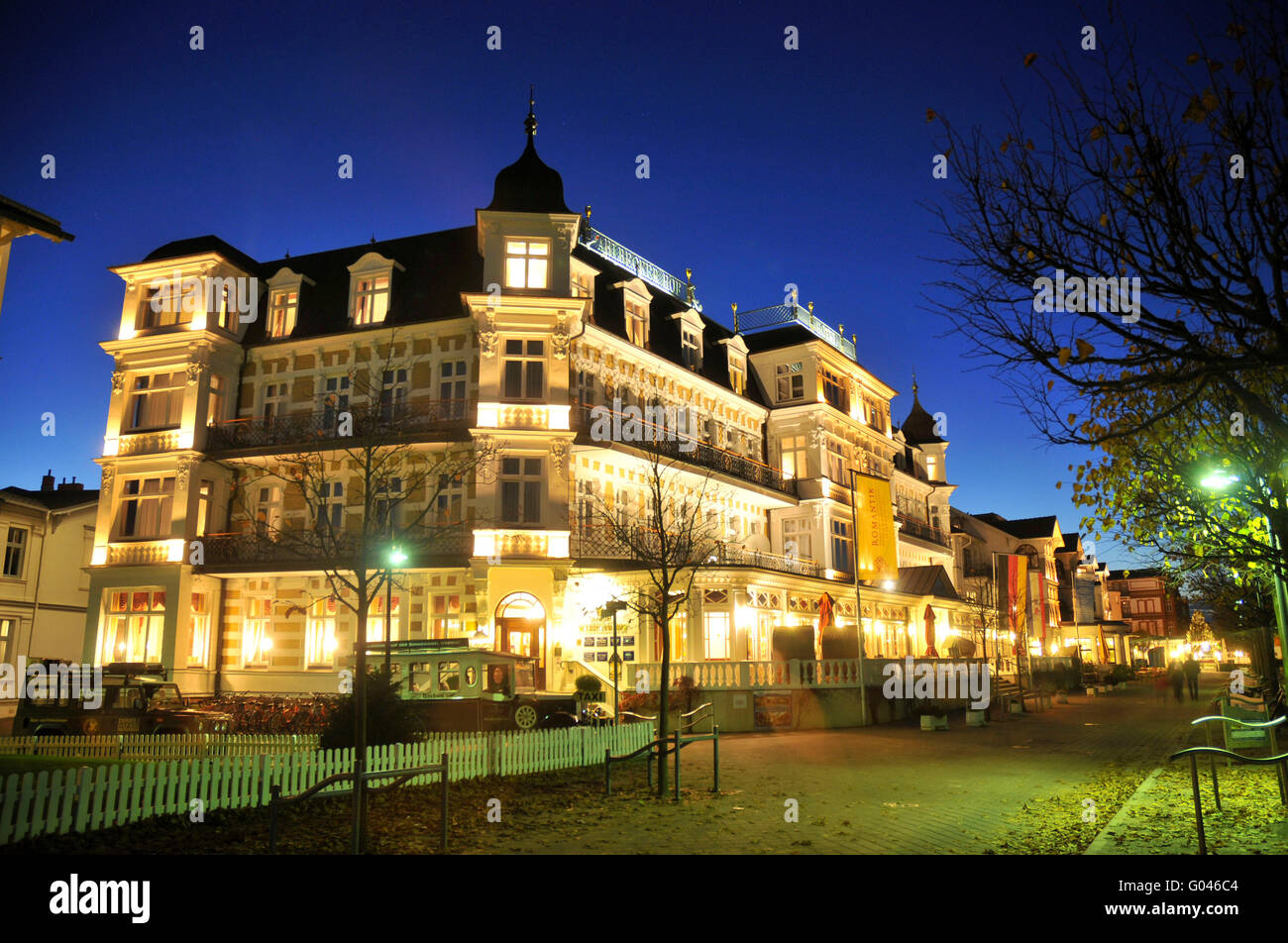 Hotel Ahlbecker Hof, Ahlbeck, Heringsdorf, Usedom, Vorpommern-Greifswald, Mecklenburg-Vorpommern, Germany Stock Photo