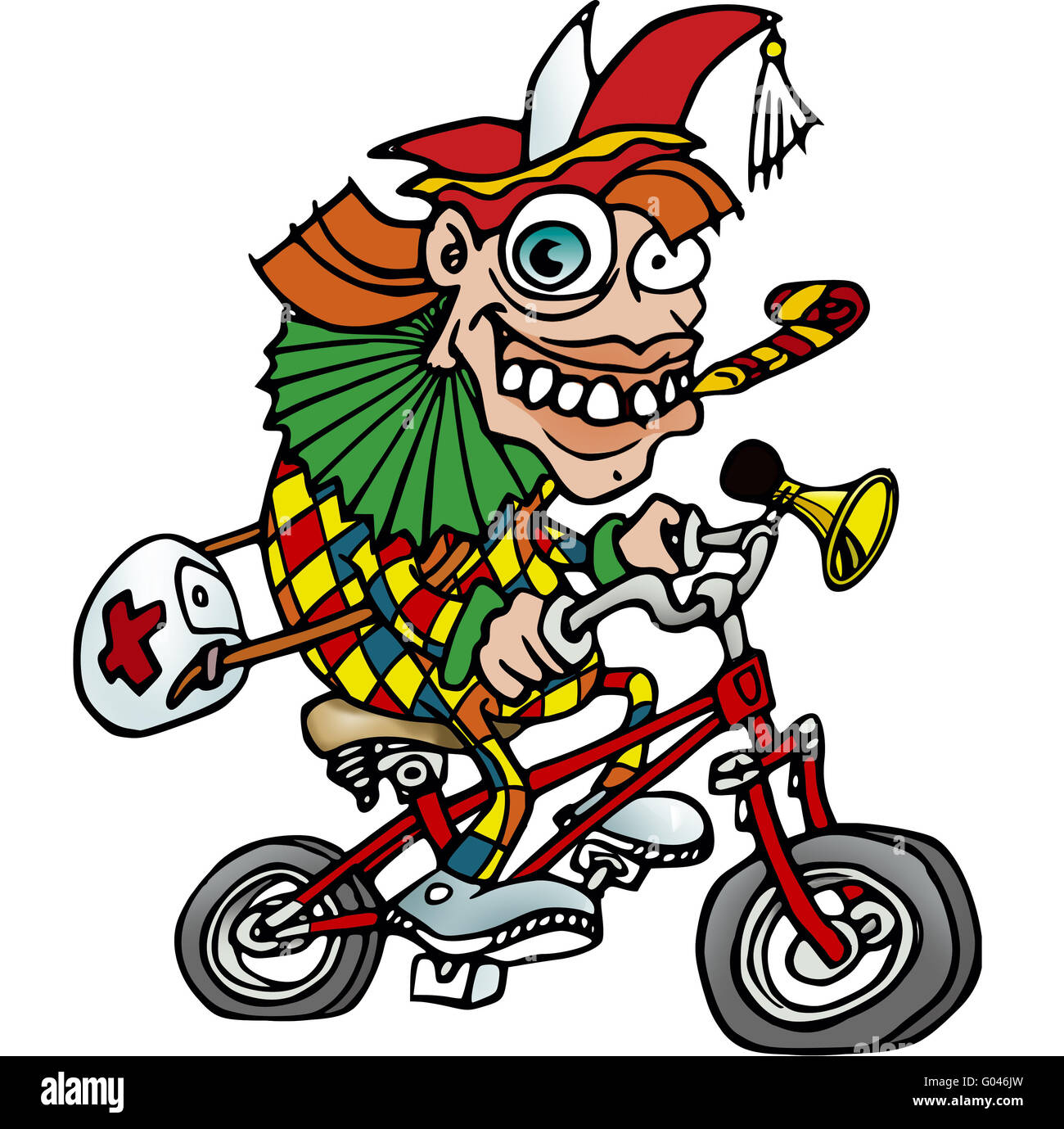 carnival clown on bike Stock Photo