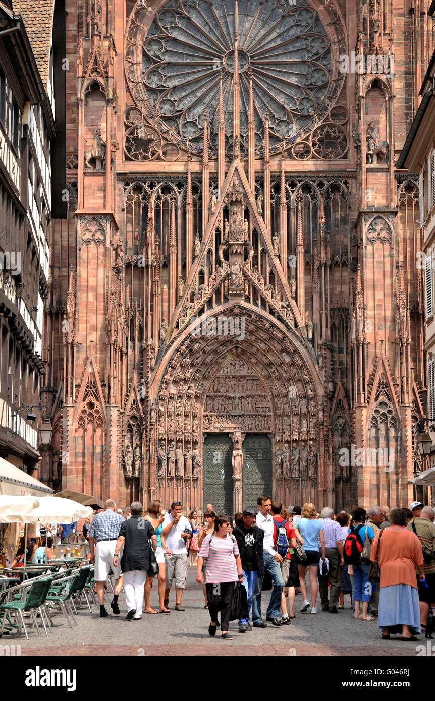 Cathedral of Our Lady of Strasbourg, Strasbourg, Alsace, France / Strasbourg Cathedral, Cathedrale Notre-Dame-de-Strasbourg, Cathedrale Notre Dame de Strasbourg Stock Photo