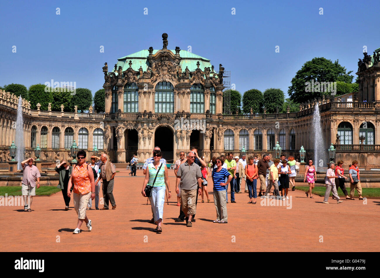 Wallpavillon, inner courtyard, Zwinger, Dresden, Saxony, Germany Stock Photo