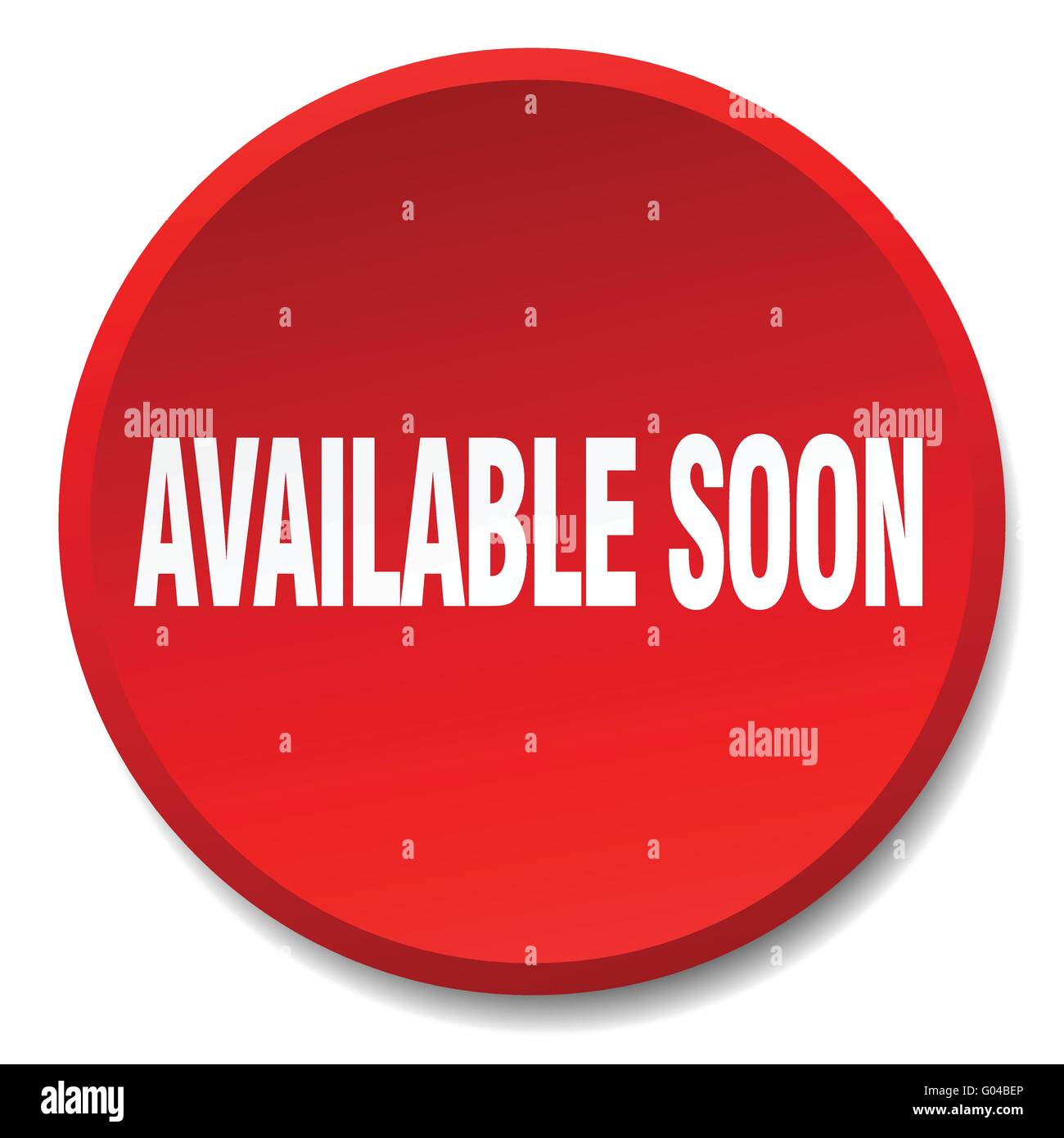 available soon red round flat isolated push button Stock Vector Image ...