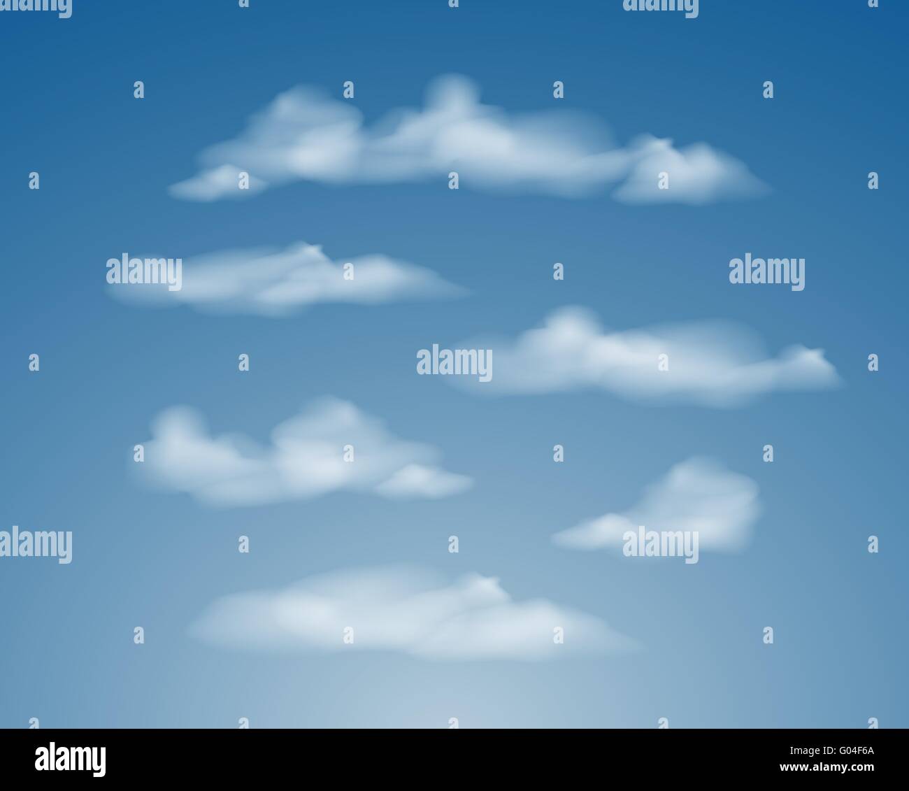 Set of transparent different clouds. Vector. Stock Vector