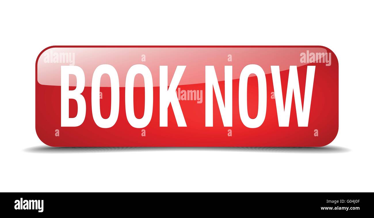 book now red square 3d realistic isolated web button Stock Vector Image ...