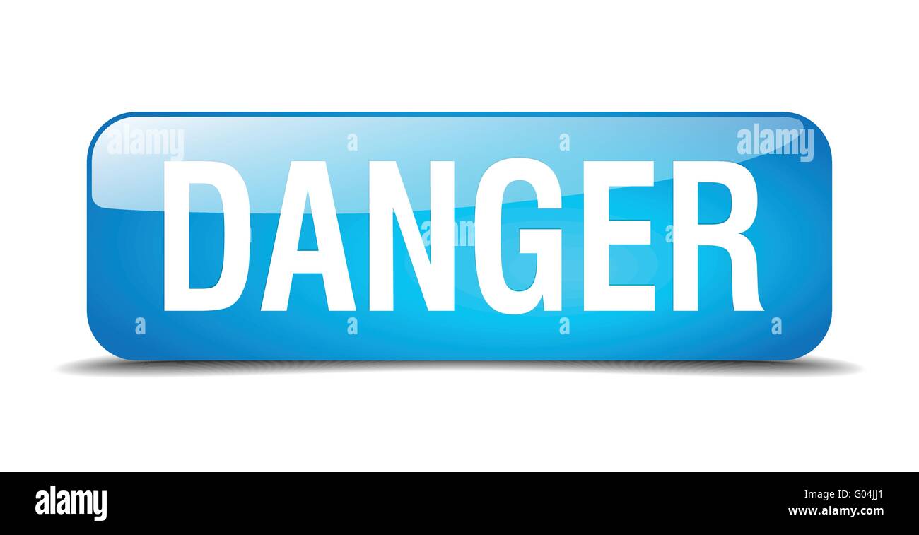 danger blue square 3d realistic isolated web button Stock Vector Image ...