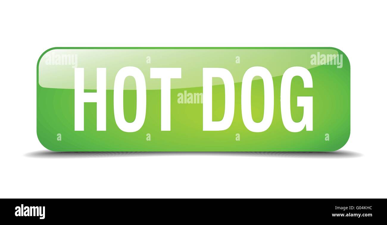 hot dog green square 3d realistic isolated web button Stock Vector