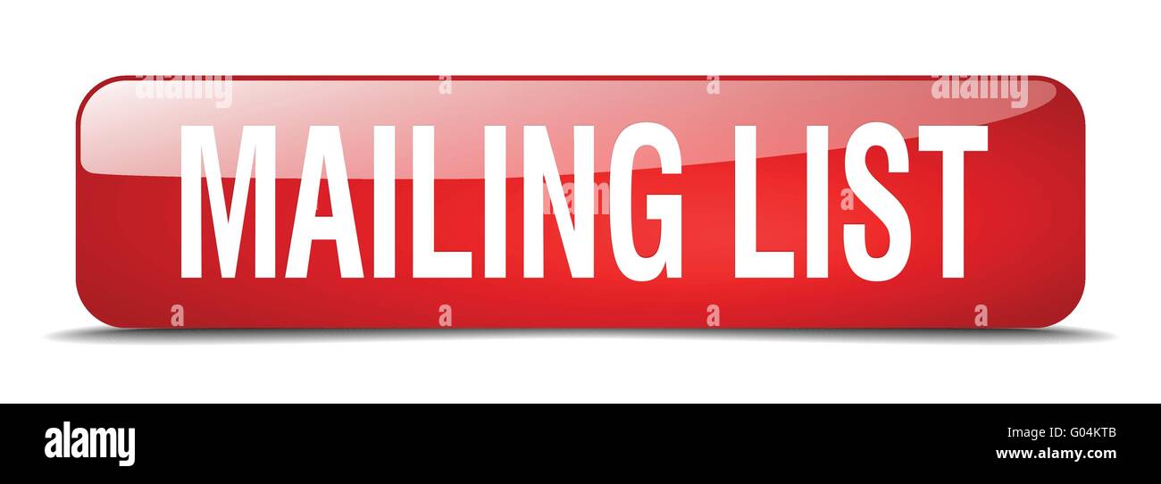 mailing list red square 3d realistic isolated web button Stock Vector