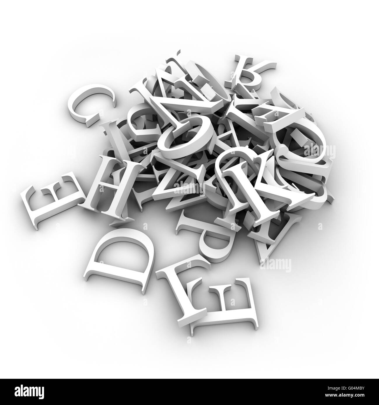 Alphabet letters poured in a heap Stock Photo
