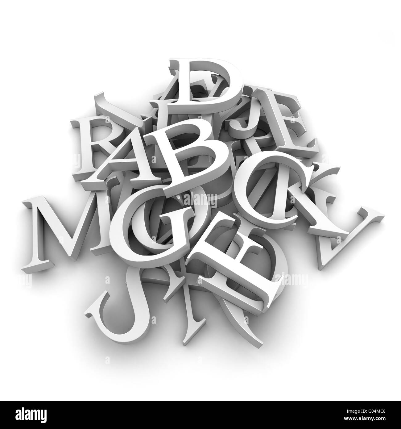 Alphabet letters poured in a heap Stock Photo