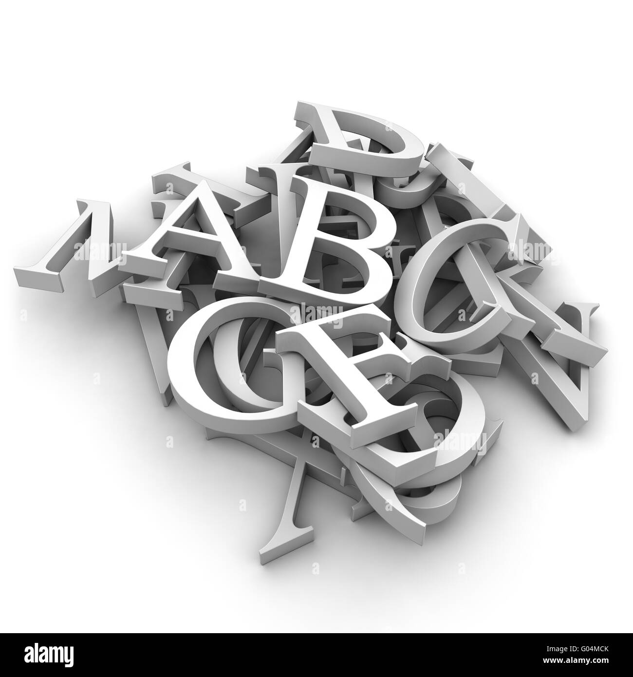Alphabet letters poured in a heap Stock Photo