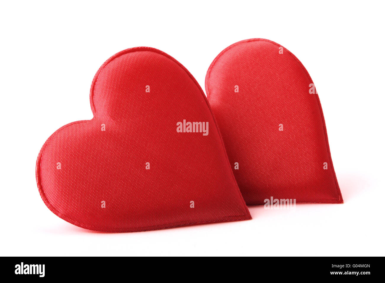 A Fabric Red Hearts Isolated On White Background Stock Photo - Alamy