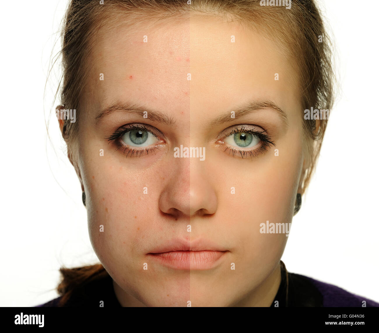 Retouch of a female portrait. Correction face women, an example usual