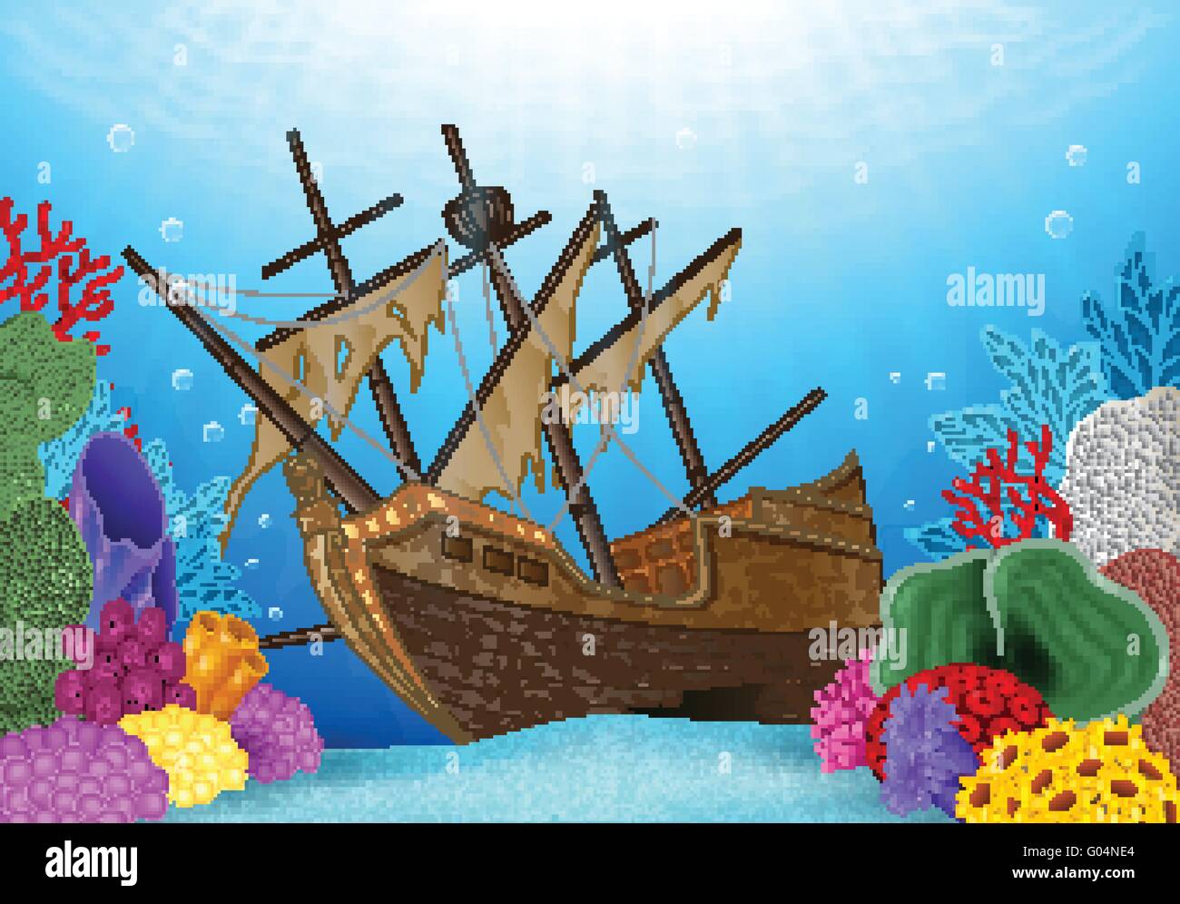 Illustration of Shipwreck on the ocean Stock Vector Image & Art - Alamy