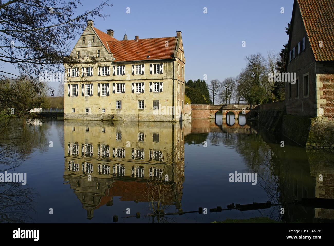 Moated Castle Huelshof, near Muenster, Germany Stock Photo