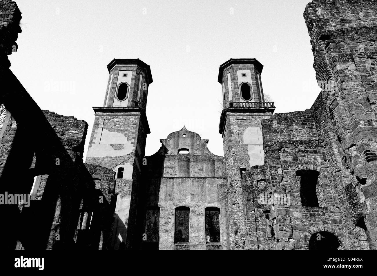 ruined convent Frauenalb germany black and white Stock Photo