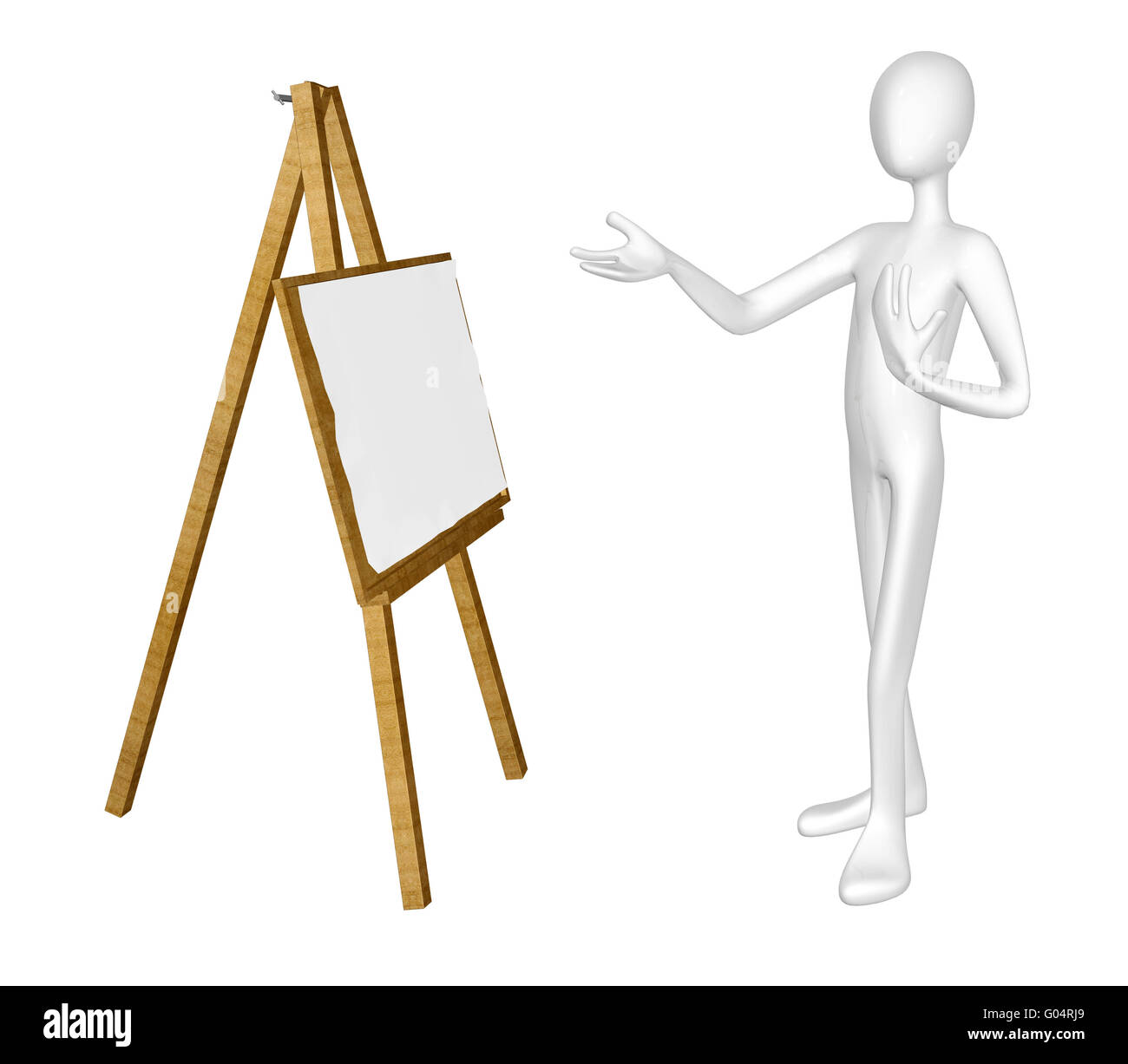 Man with easel isolated on white background Stock Photo - Alamy