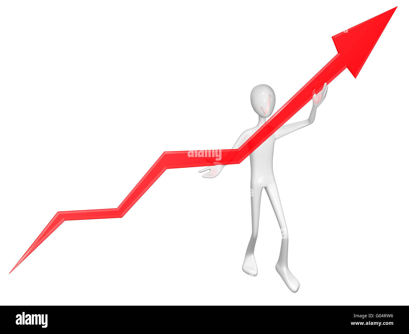 Man with red arrow isolated on white background Stock Photo - Alamy