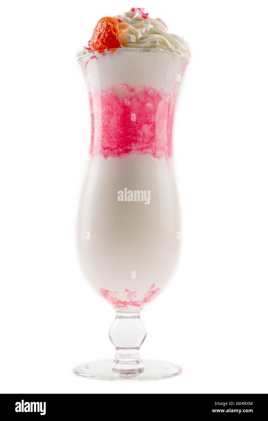 A delicious milk shake with chunks of fresh strawberries and whipped ...