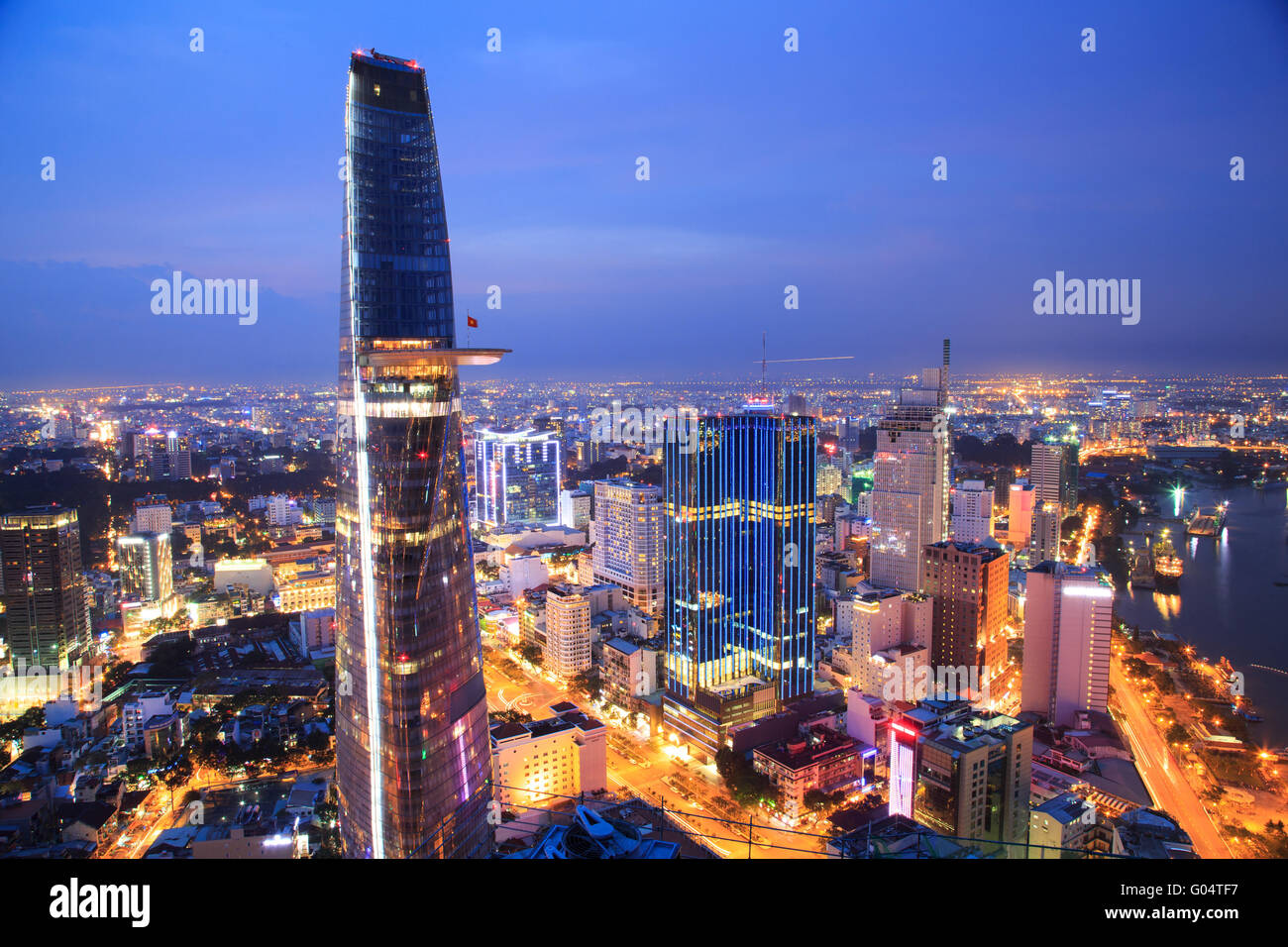 Nightscape of Ho Chi Minh city, Vietnam Stock Photo