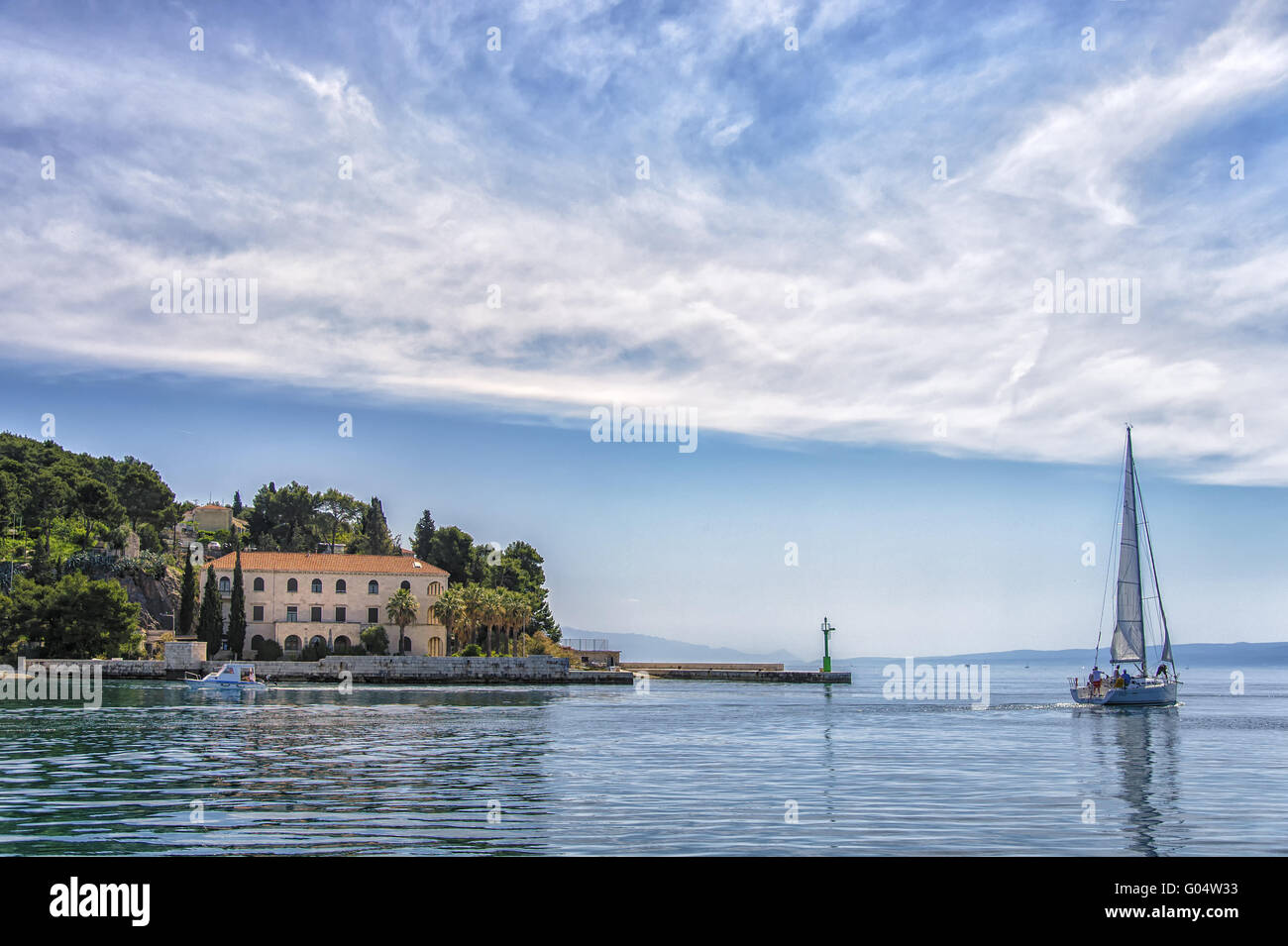 Sailing in front of the Oceanographic Institute on Stock Photo