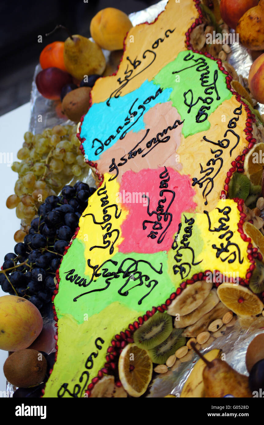 Cake Map of Republic of Georgia on the celebration of Tbilisoba festive 2011 Stock Photo