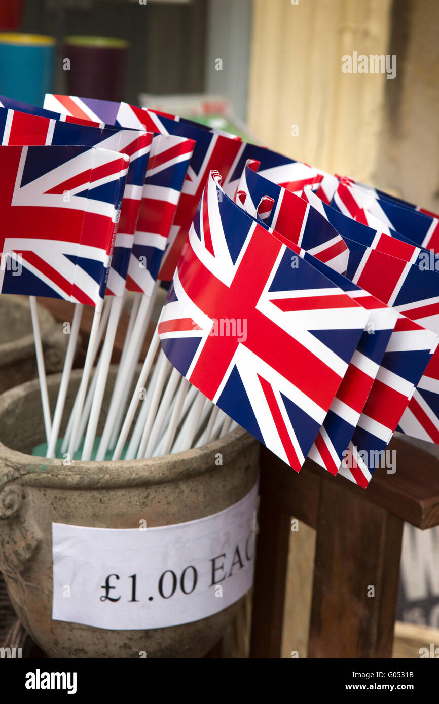 UK, England, Yorkshire, Haworth 40s Weekend Union Jack flags for sale Stock Photo
