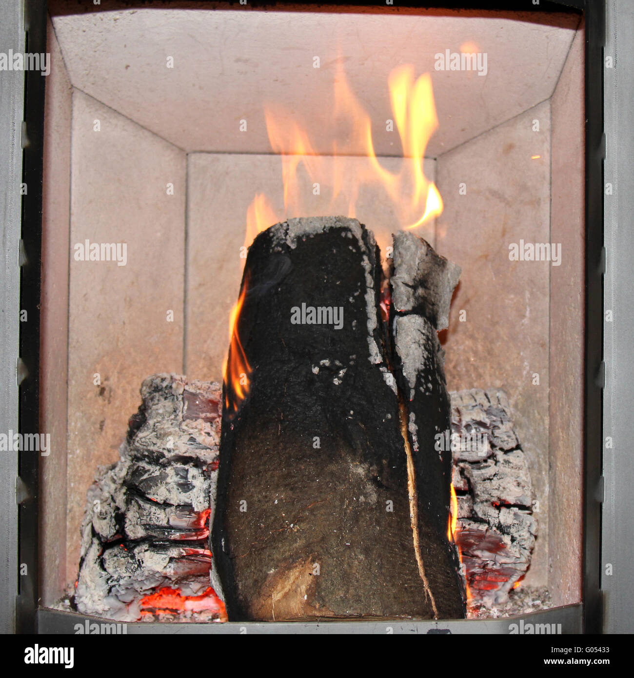 stove fire Stock Photo