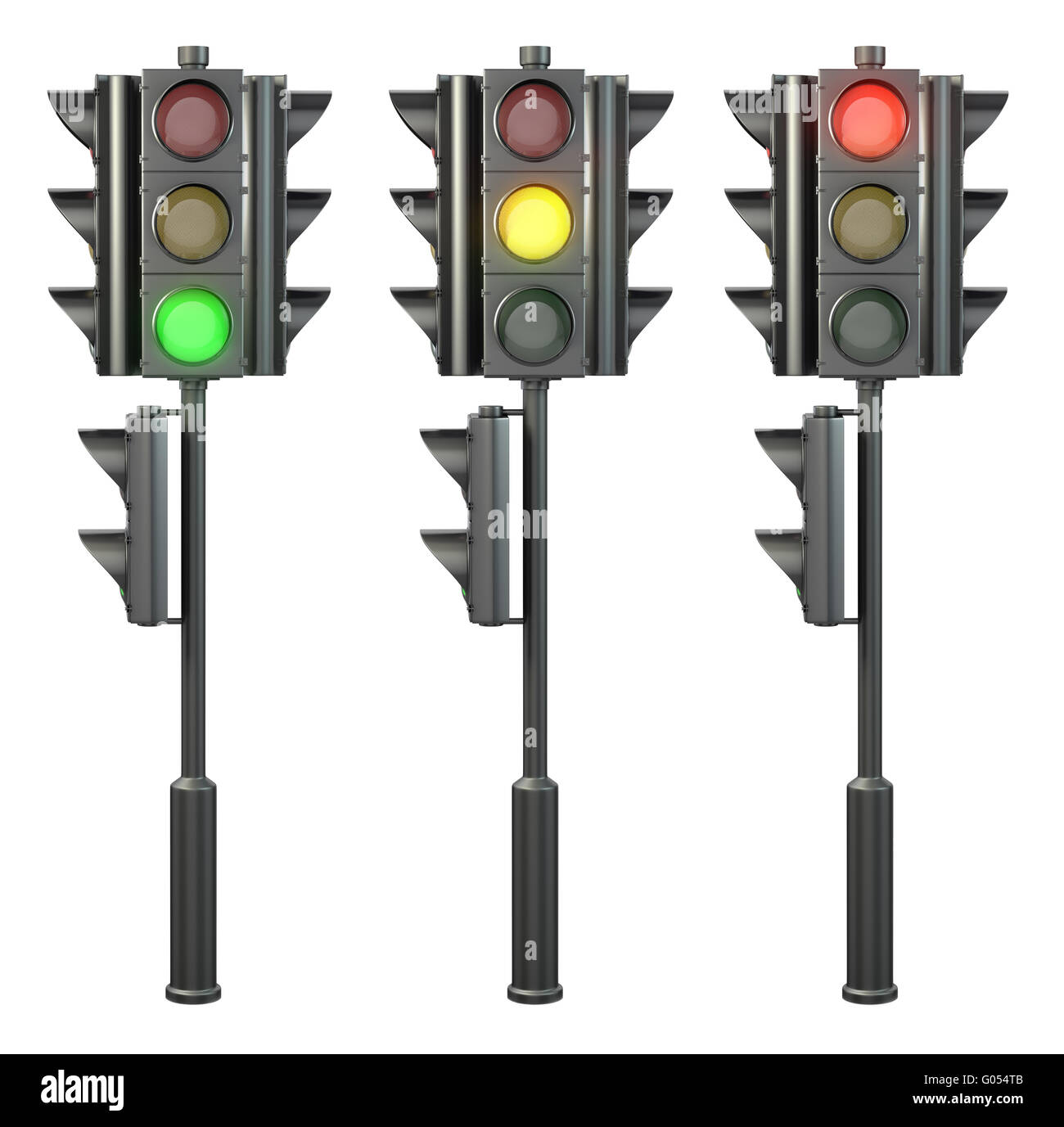 Set of four sided traffic lights on a stand Stock Photo Alamy