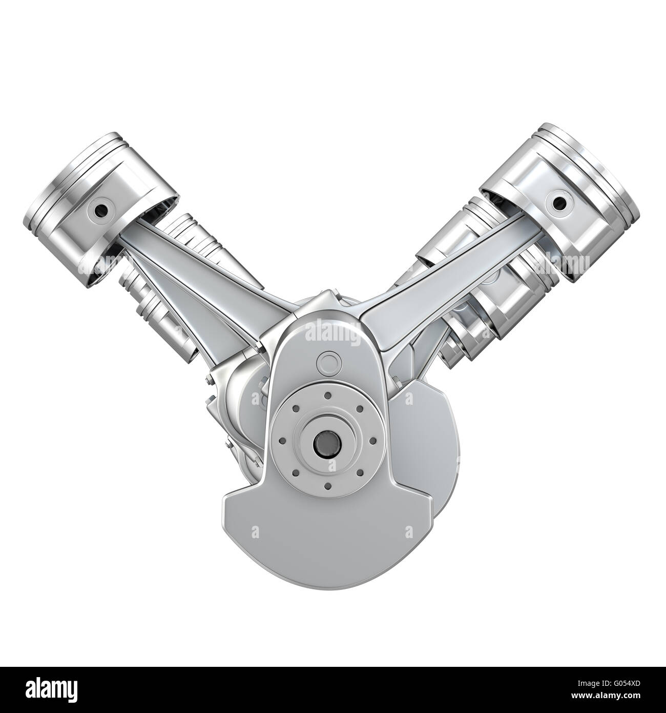 V8 engine pistons on a crankshaft, front view Stock Photo Alamy