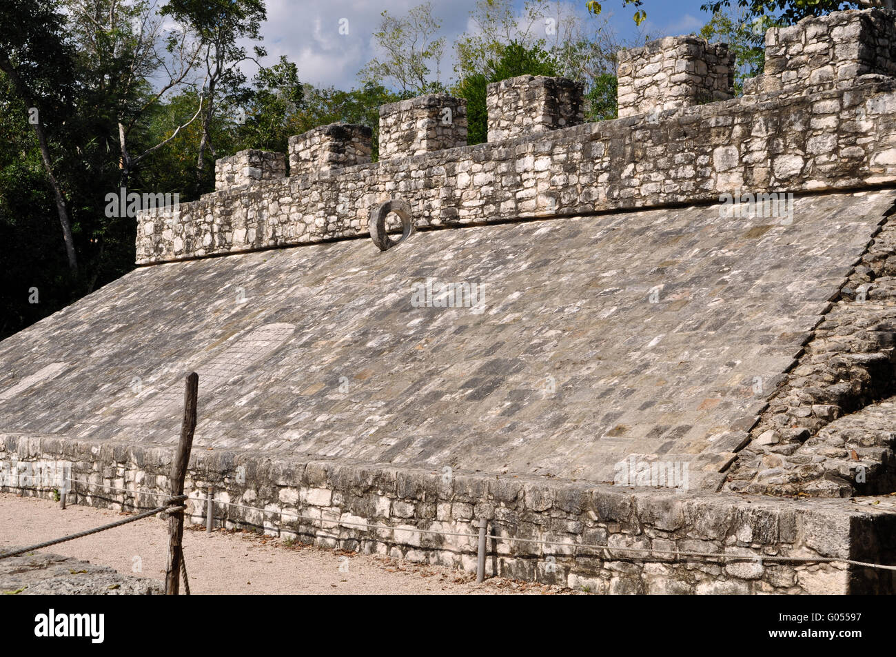 Coba Mayan Court Game Ancient Ruins in Mexico Stock Photo