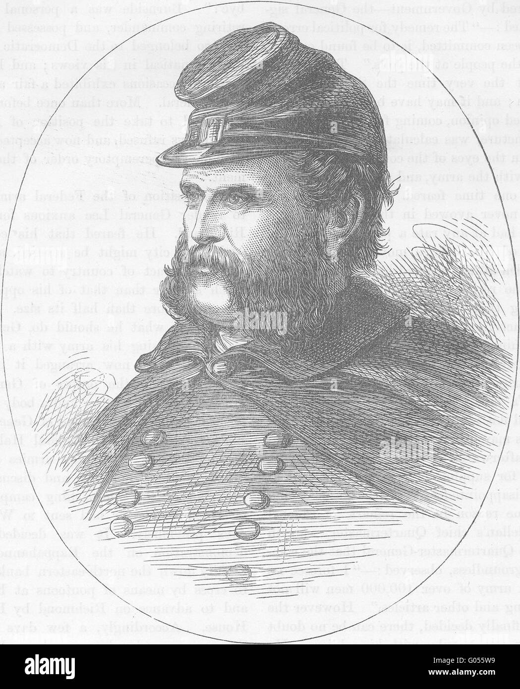 MILITARIA Civil War General Burnside, antique print c1880 Stock Photo