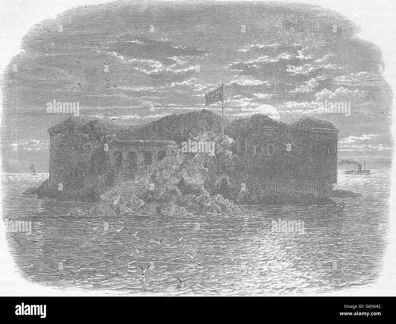 SOUTH CAROLINA: Civil War: Ft Sumter in ruins, antique print c1880 Stock Photo
