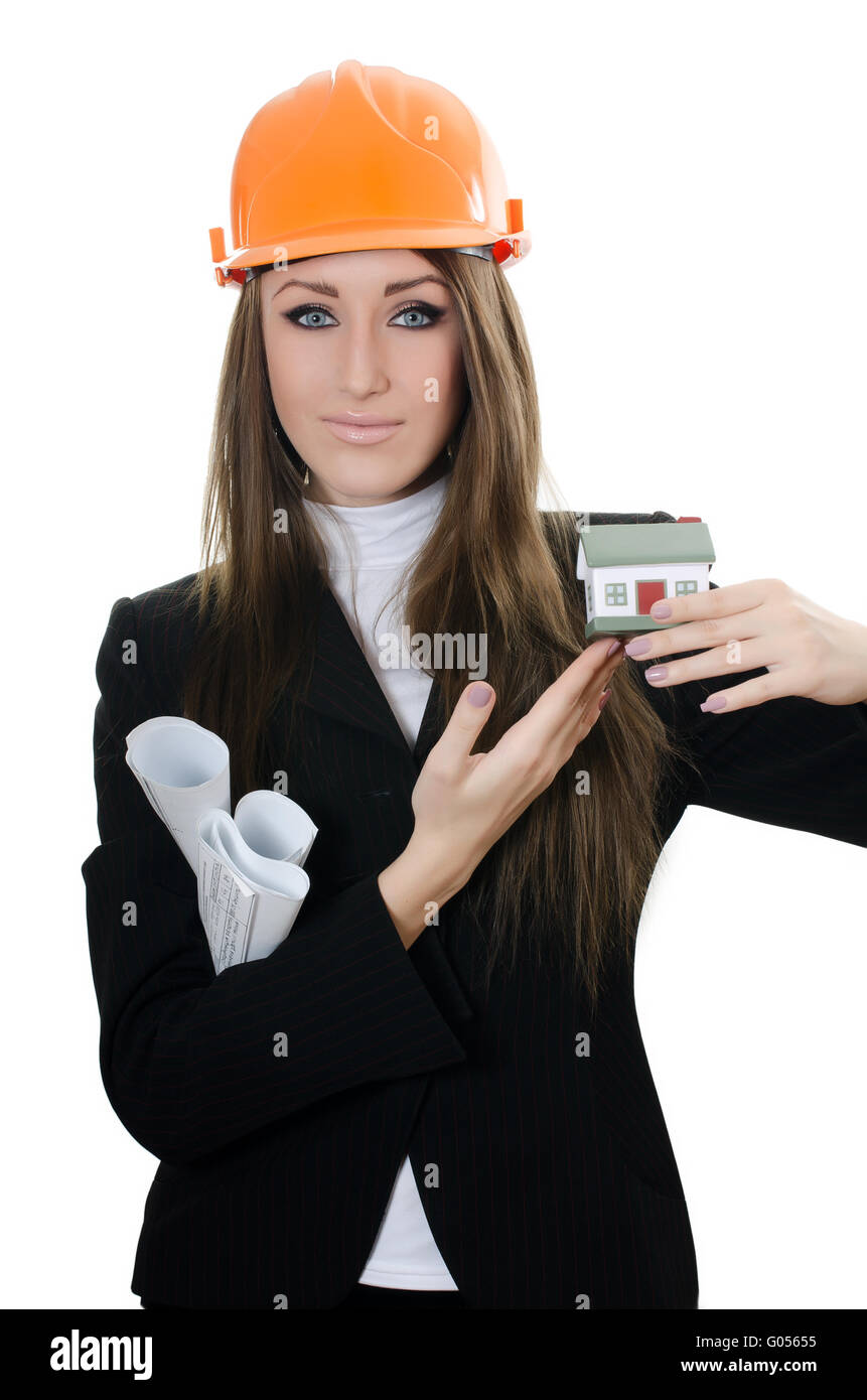 The business woman with small model of the house Stock Photo - Alamy