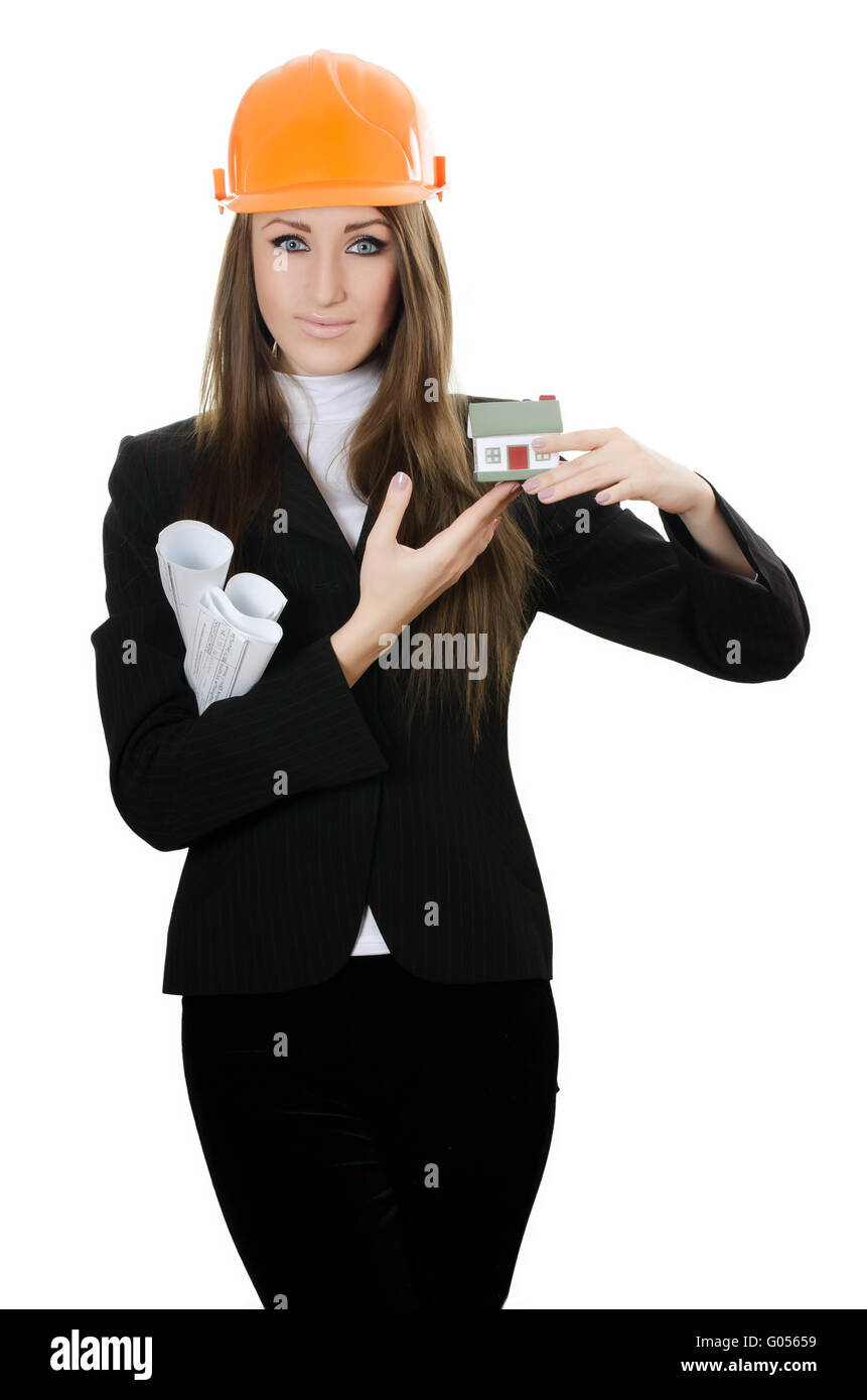 The business woman with small model of the house Stock Photo - Alamy