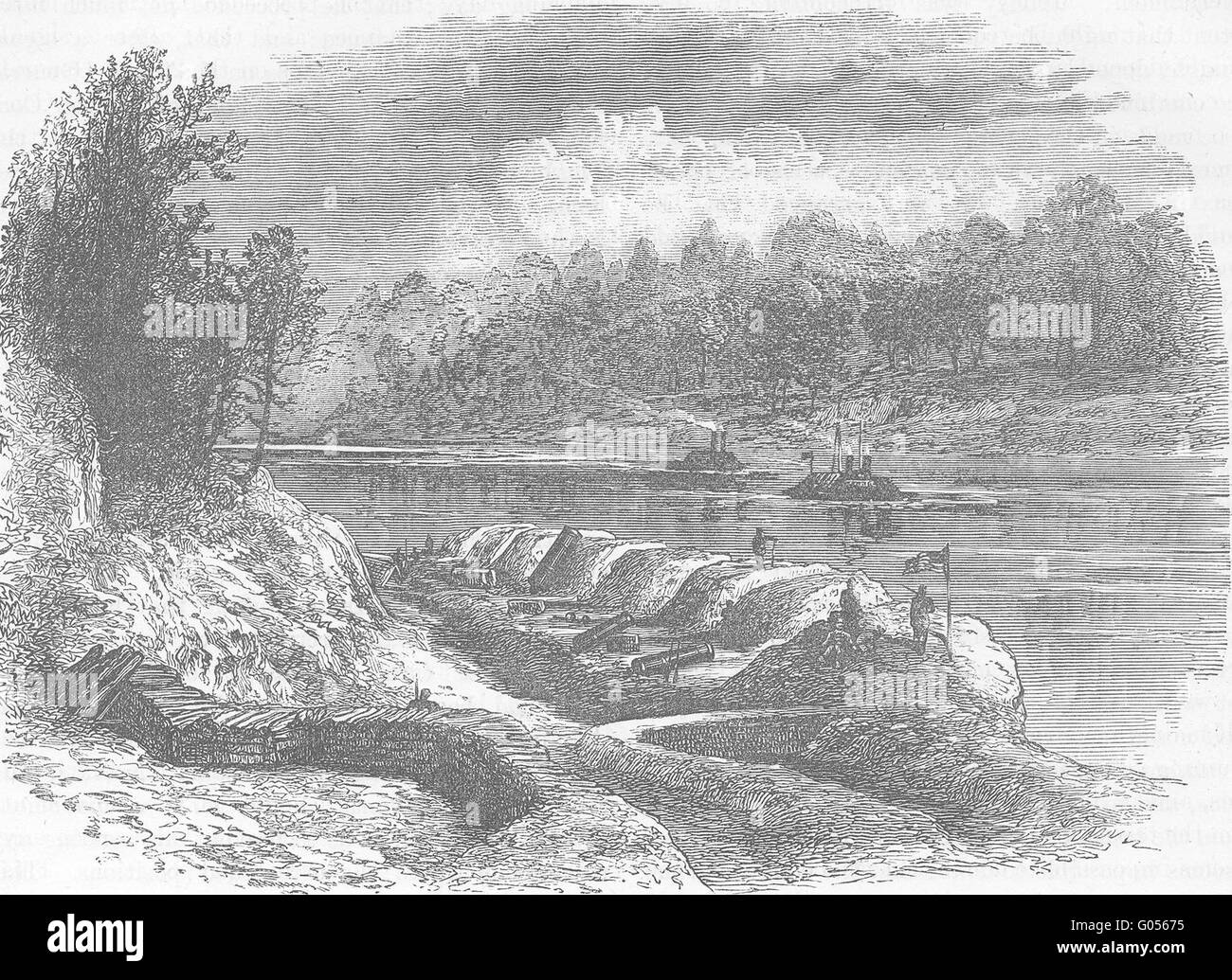 Tennessee Civil War Fort Pillow Antique Print C1880 Stock Photo