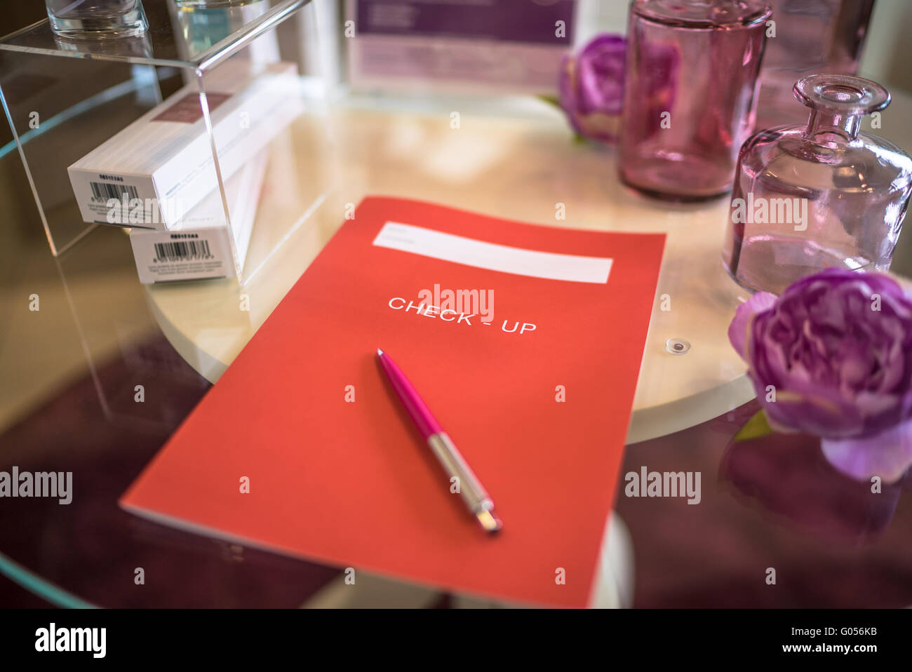Check up dossier in a beauty salon. Stock Photo