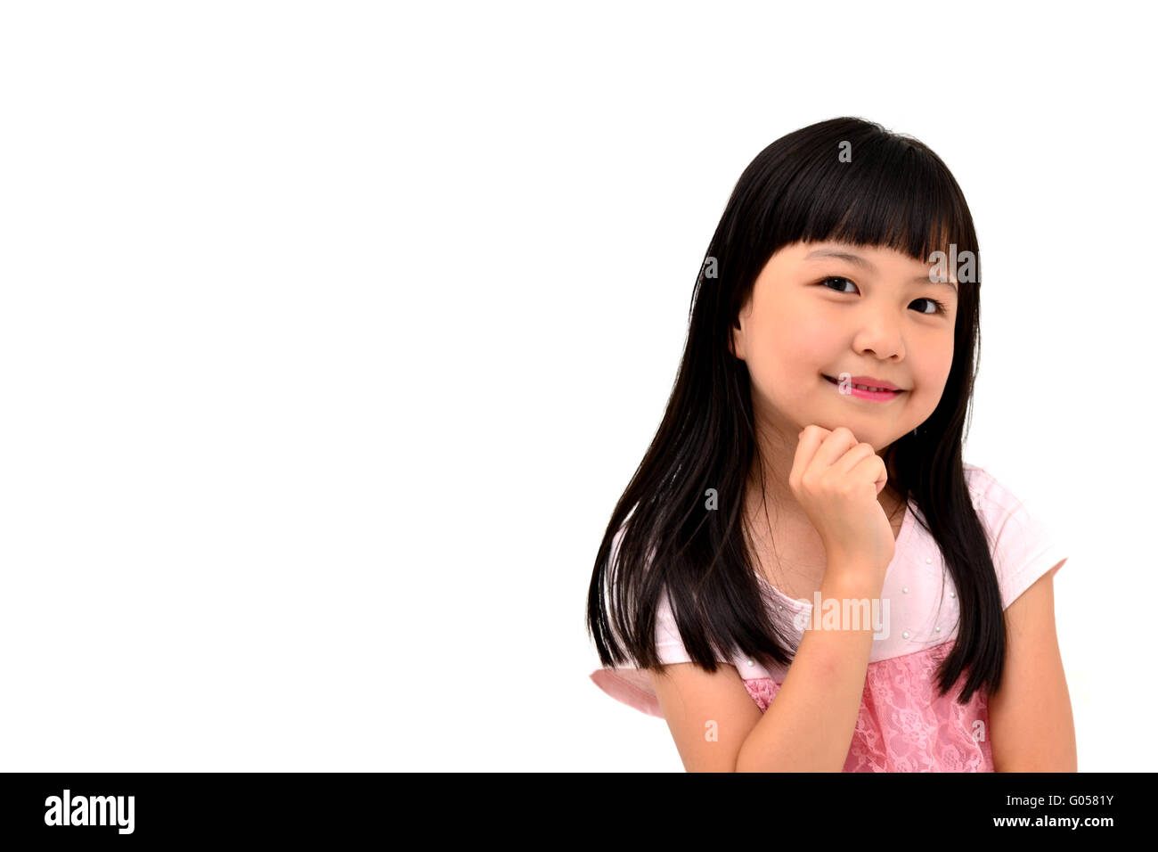 happy little girl isolated on white background Stock Photo - Alamy