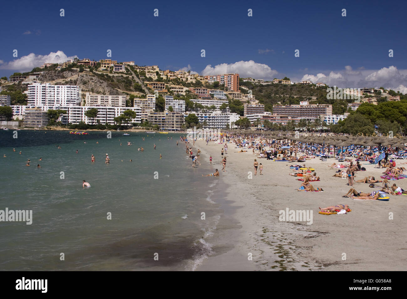 Sandy beach of Santa Ponsa, Majorca, Balearic isla Stock Photo