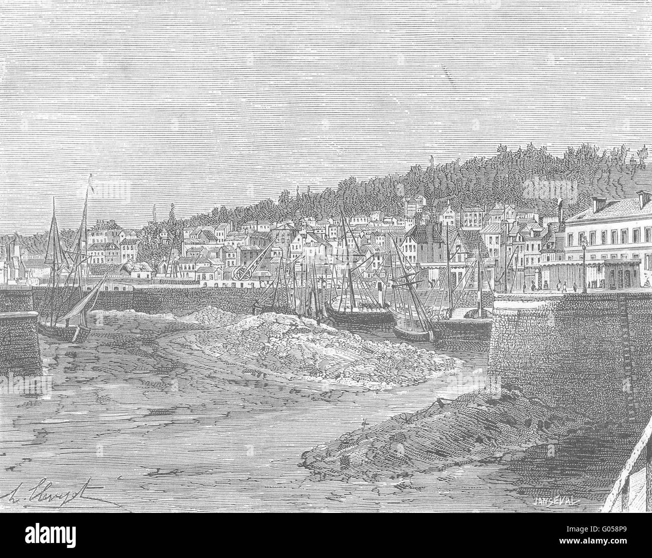 CALVADOS Honfleur, antique print 1881 Stock Photo Alamy