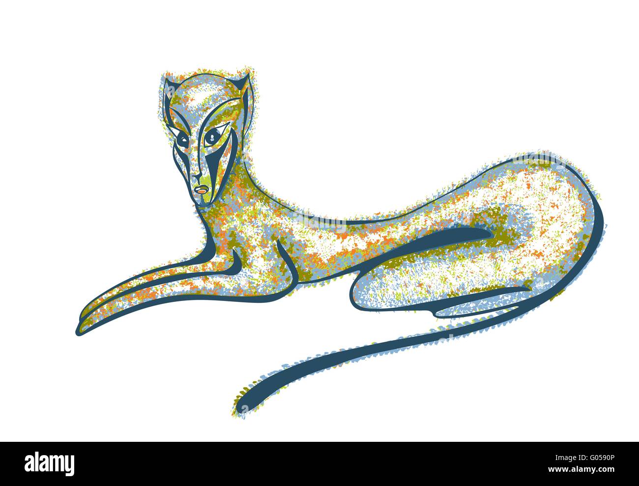 Surreal hand drawing cat. Sacred vector illustration. Mysterious ...