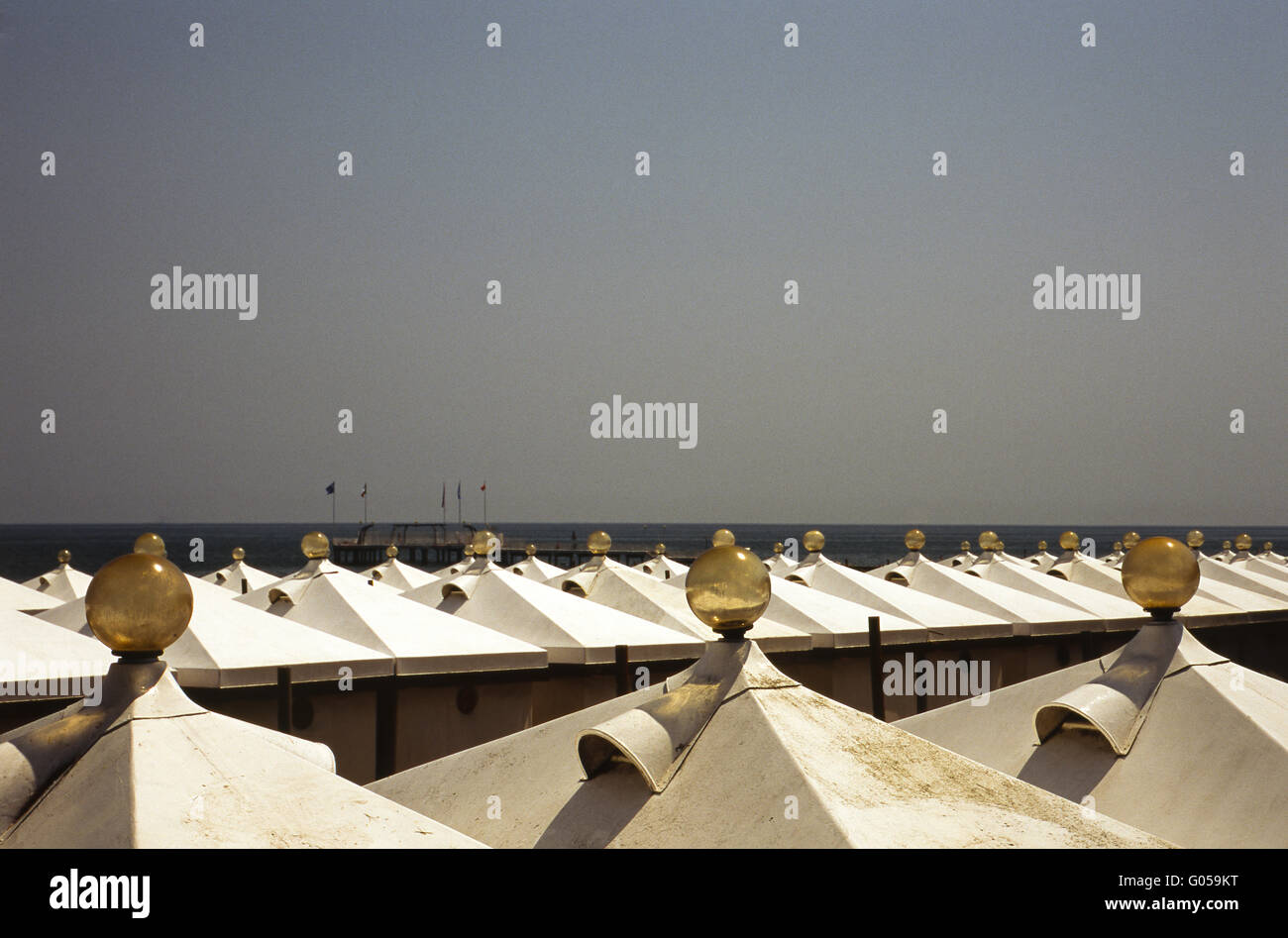 Changing tents, Venice, Italy Stock Photo