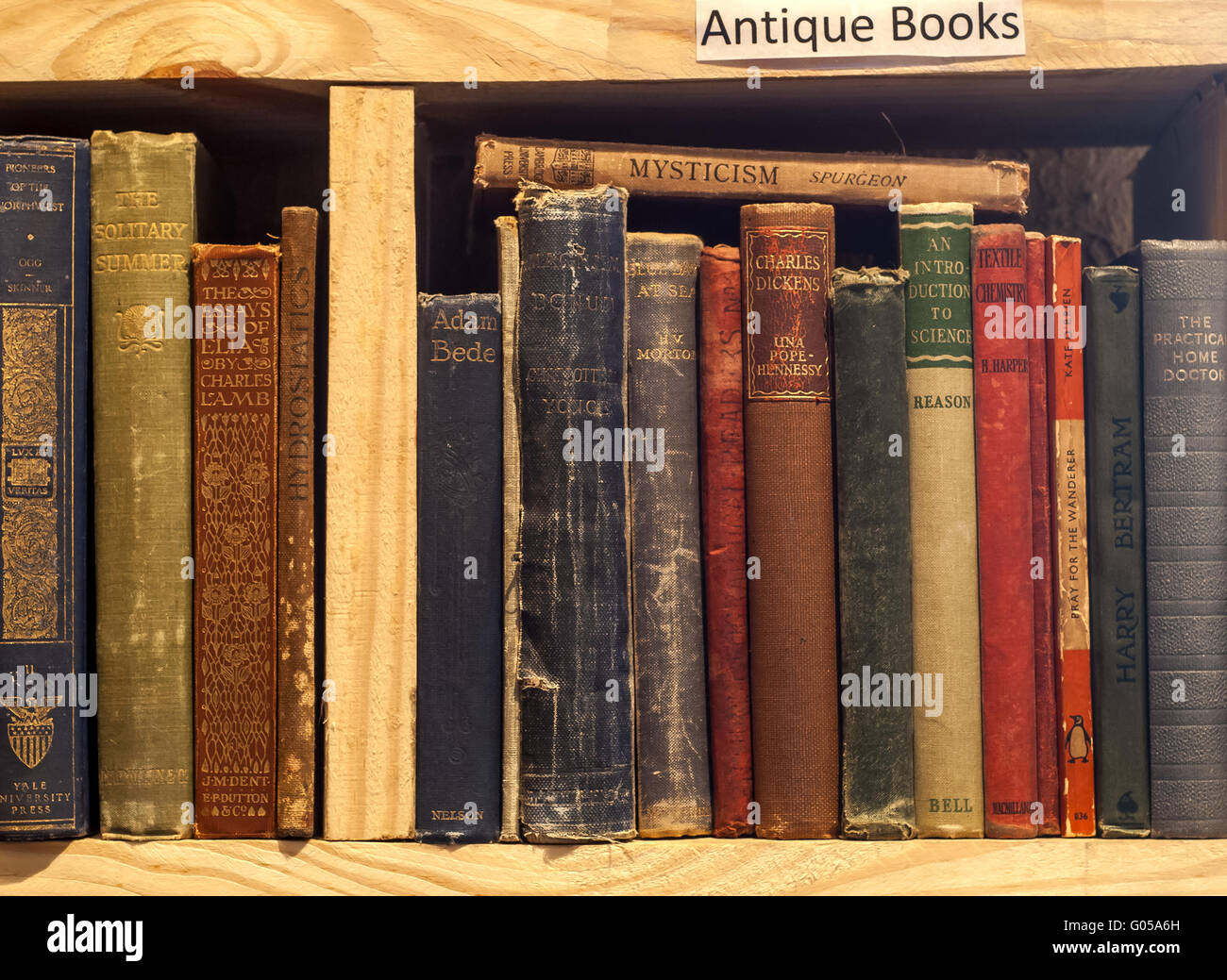 Secondhand bookstore shelf antique books segment Stock Photo Alamy