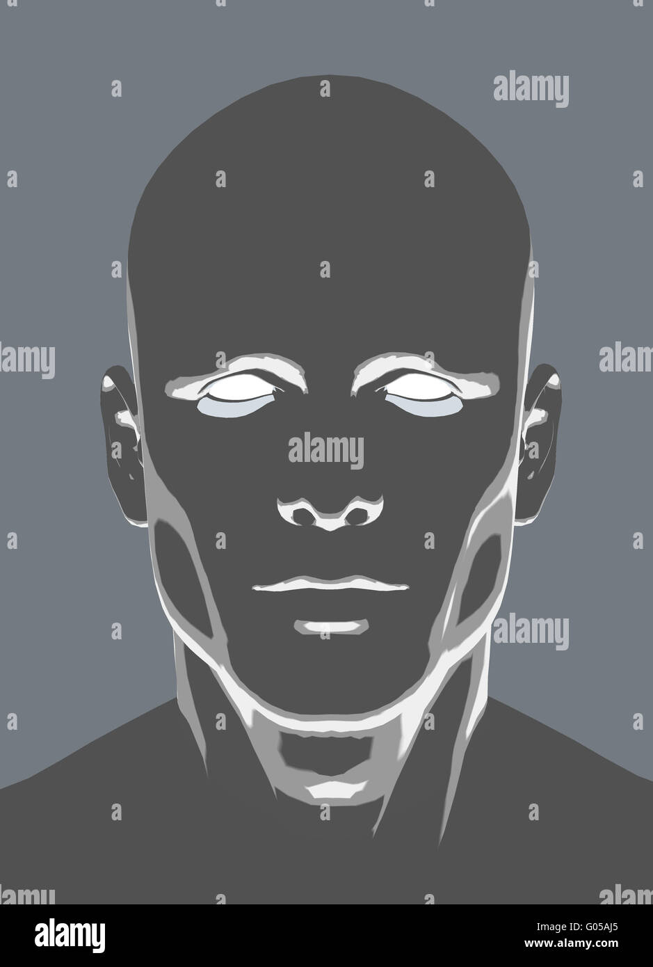 Gray silhouette of binary man Stock Photo