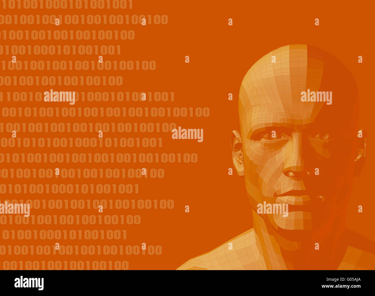 Orange toned binary man Stock Photo
